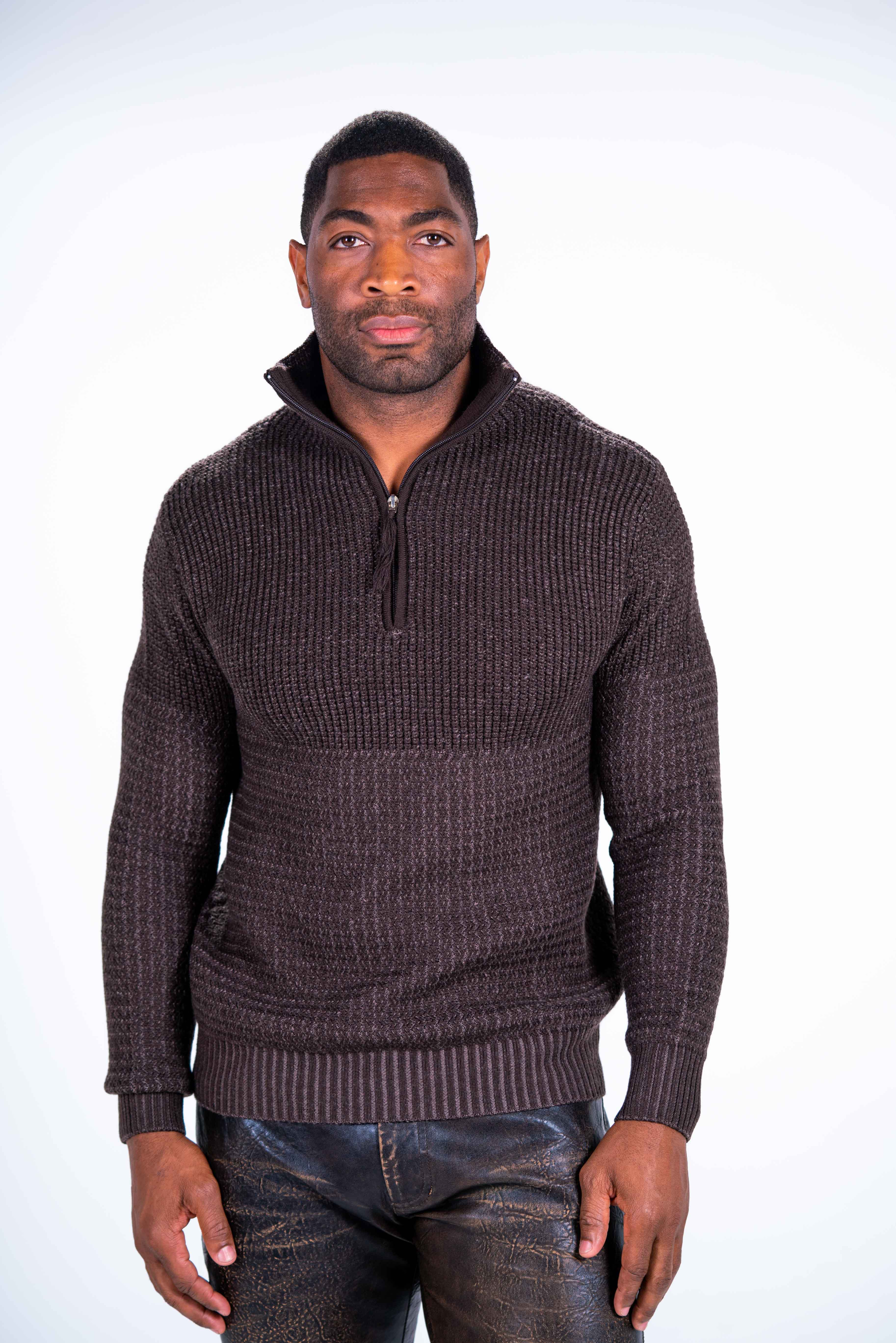 SAHARA - Men's Lambswool quarter-zip Sweater | ROBERT COMSTOCK