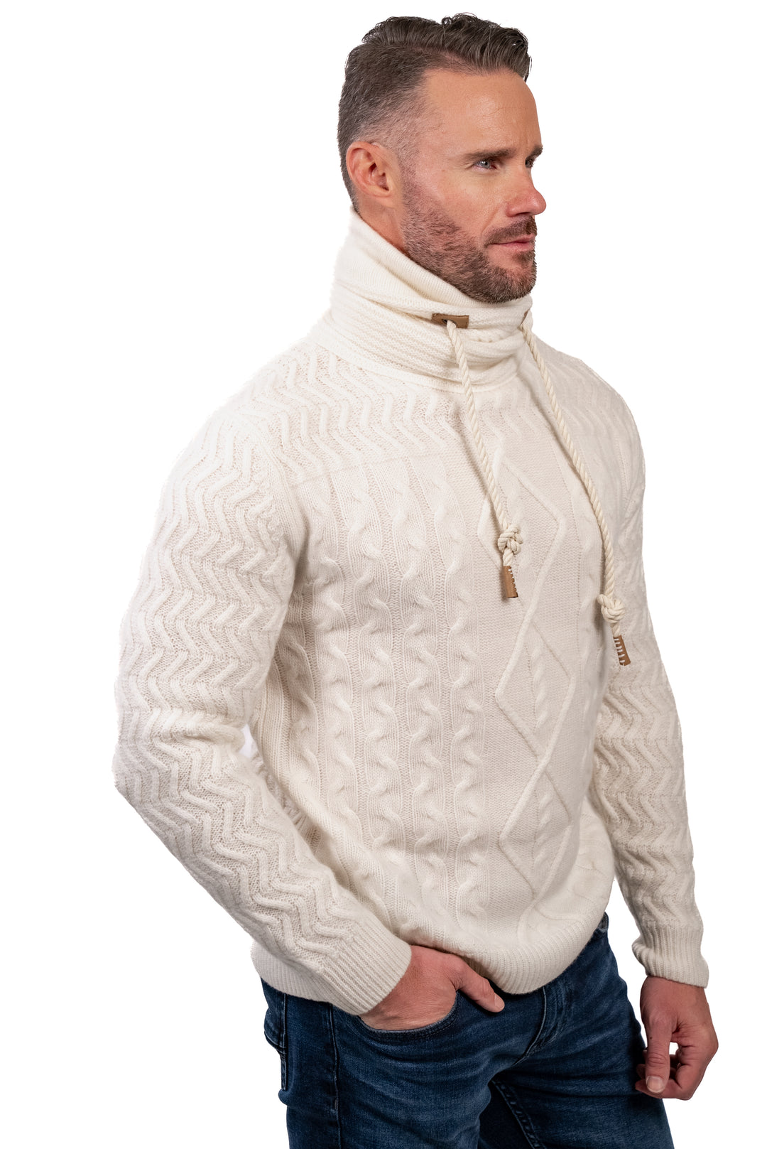 Sweater Rope Rope - Men's Funnel Neck Cashmere Sweater | Robert Comstock