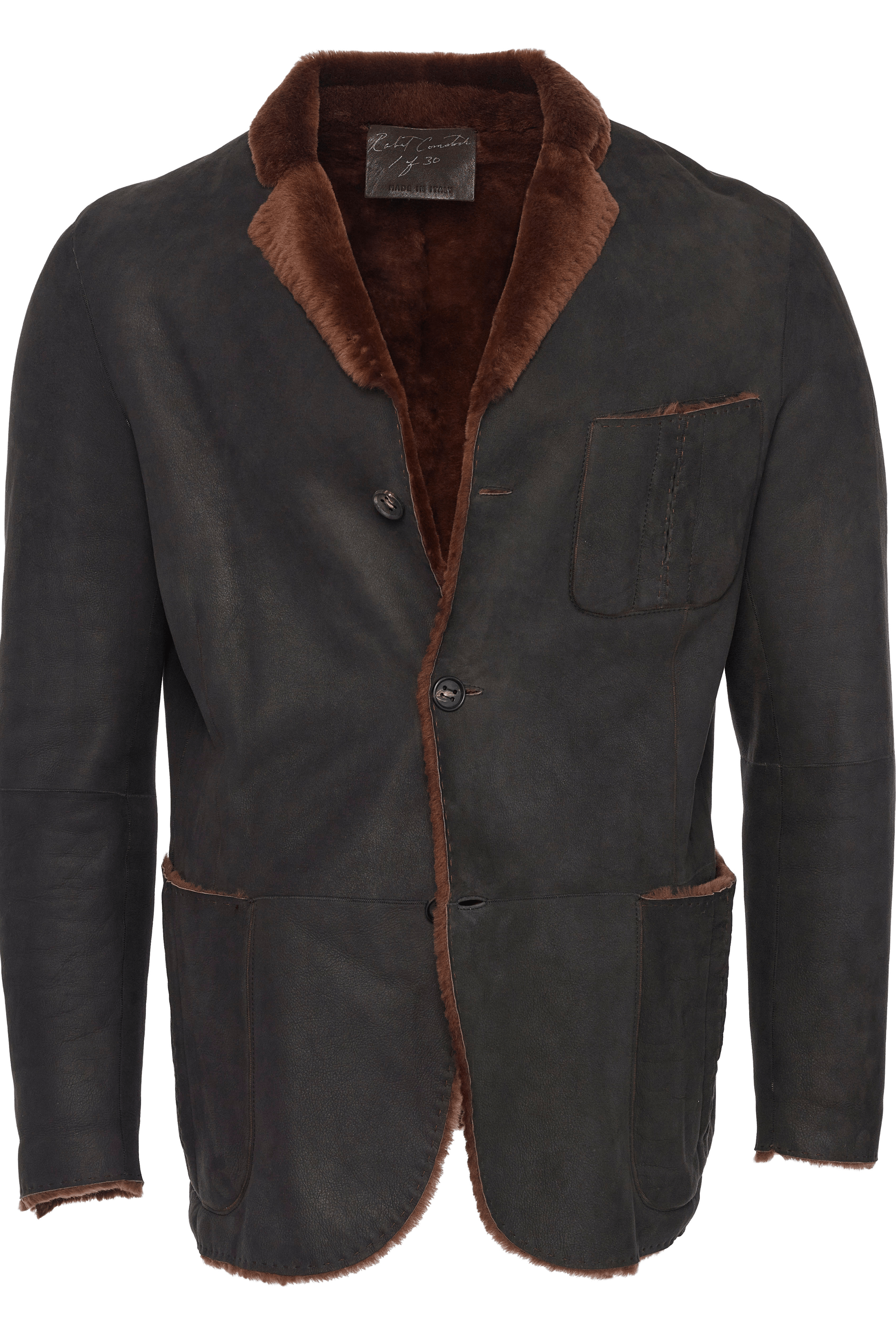 Manteau En Daim Véritable Robert Comstock - Peacoat Avec Col En Fausse Fourrure - Taille M - Neuf Avec étiquettes