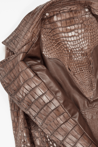 Leather making process using crocodile skin is a skill.