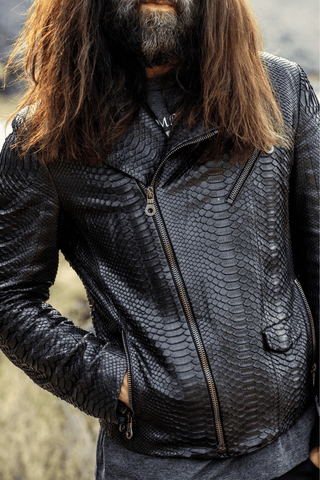 Python Leather Moto Jacket | Exotic Skin Jackets | Robert Comstock